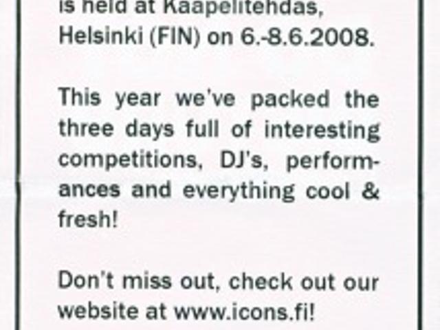 Flyer for Icons 2008: icons 2008 backside
